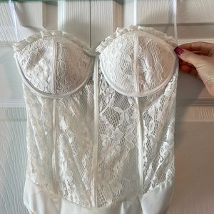 Art of seduction white lace strapless corset bodysuit